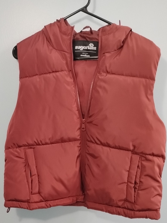 SugarKiss Jackets & Blazers - NWOT SugarKiss Dusty Rose Hooded Puffer Vest Size Medium
